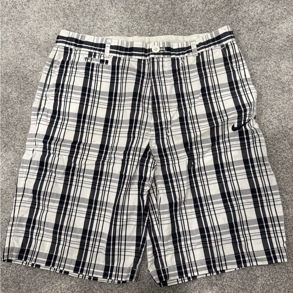 Nike Golf Shorts Plaid Casual Chino Performance Shorts Sz 34 Vintage Orange Tag